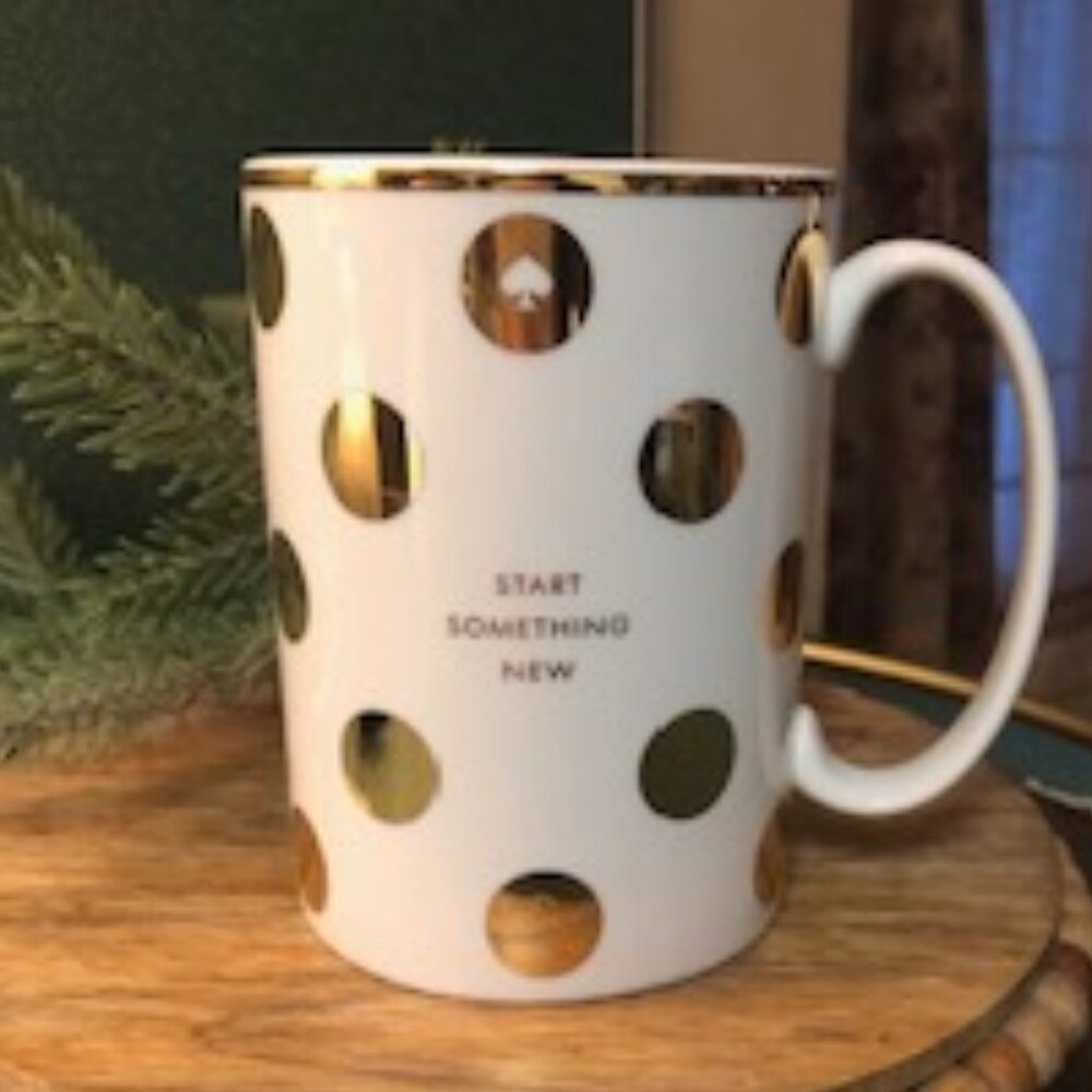 Kate Spade by Lenox Mug • Start Something New • Gold Polka Dots